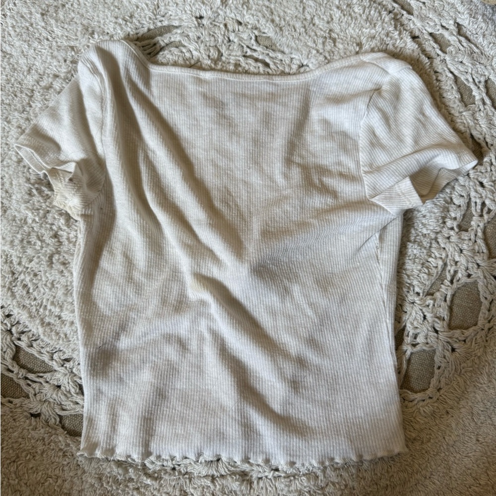 Women's White Ribbed Top - Picture 2 of 2
